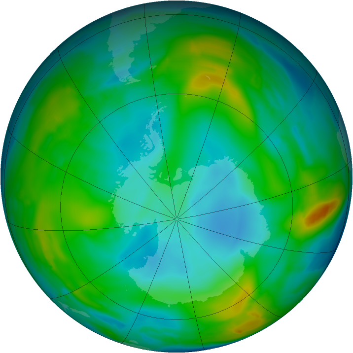 Antarctic ozone map for 26 June 2009